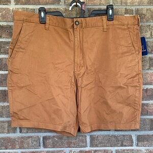 George Men's Flat-Front Shorts in Rust Brown